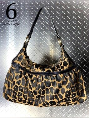 Fendi Vintage Leopard Print Chef Hobo Bag in Brown